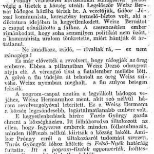 Részlet a „A dunántúli zsidóüldözések aktáiból.” (Forrás: Egyenlőség, 1919. 09. 25., 5. o.)
